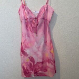 Beginning Boutique Pink Tie-Dye Mini Dress